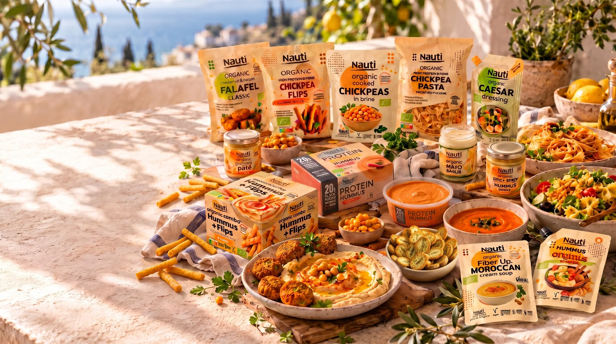 Nauti Mediterranean chickpea feast with prepared meals and products